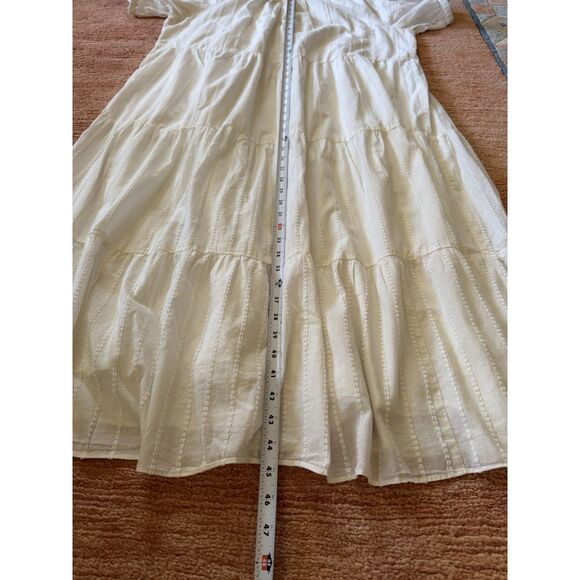 Madewell Ivory Tiered Midi Dress Short Sleeve Cotton Size 1X - Picture 5 of 9